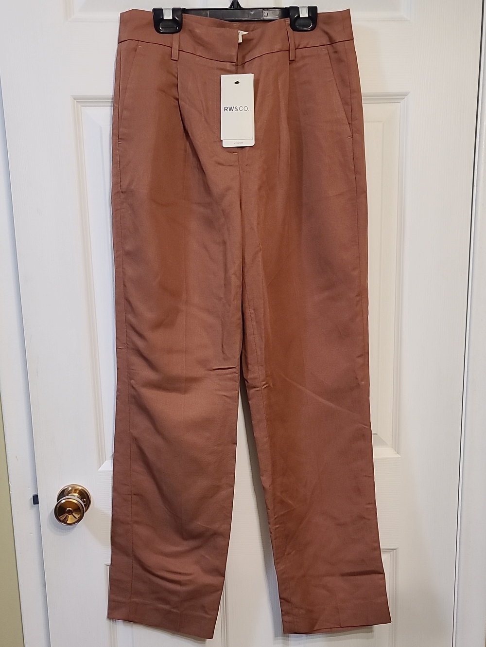 NWT RW&CO. Russet Tapered Leg High Rise Wide Leg Pants Trousers Linen Blend